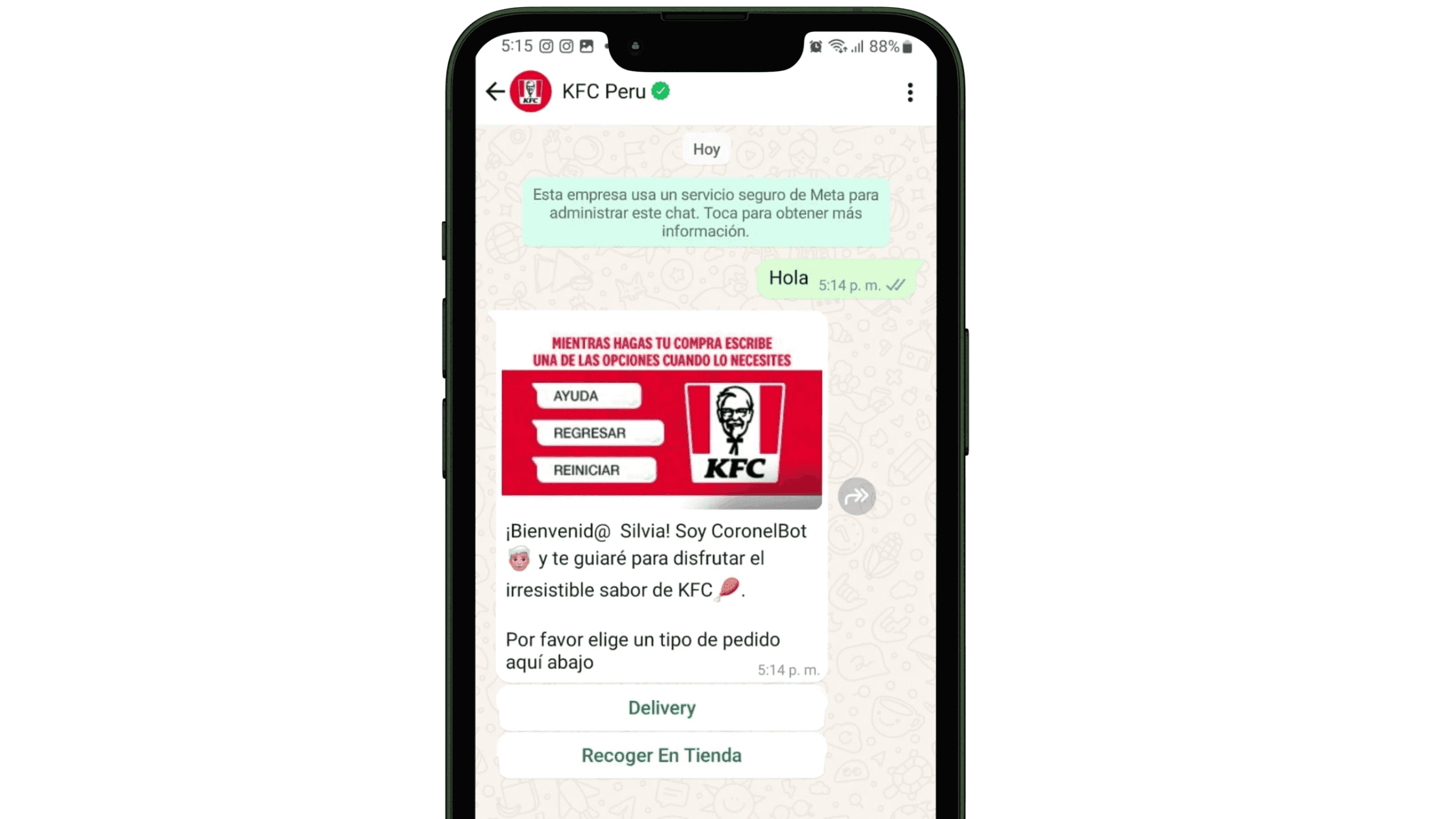 Creative restaurant welcome message on WhatsApp