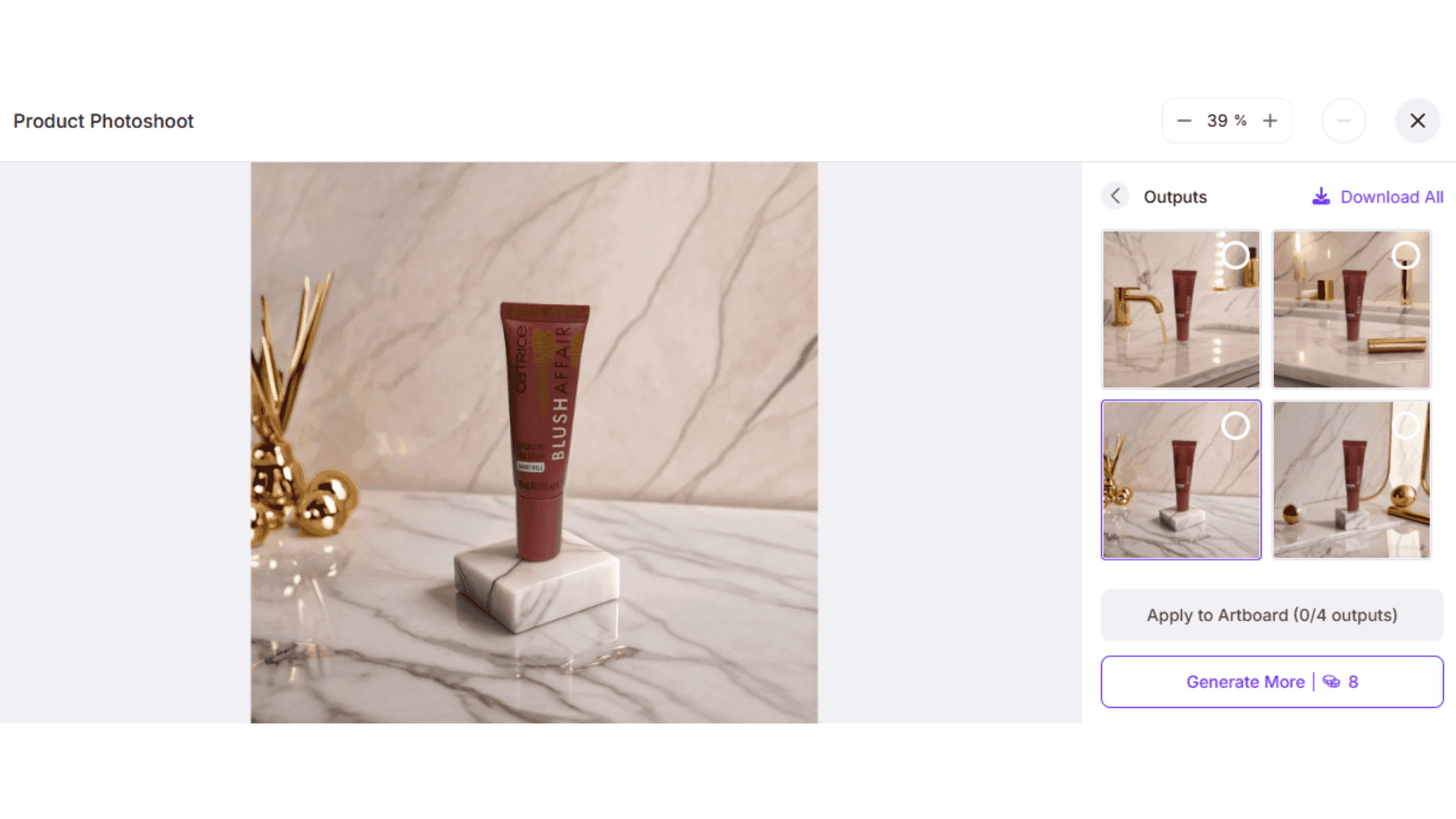 Product photo with a custom background in PhotAI