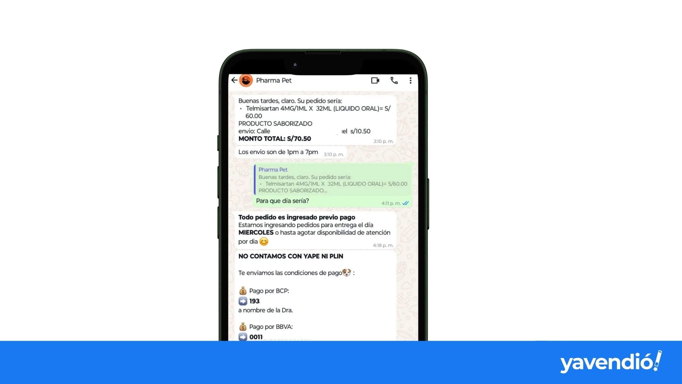 WhatsApp payment collection message - real example