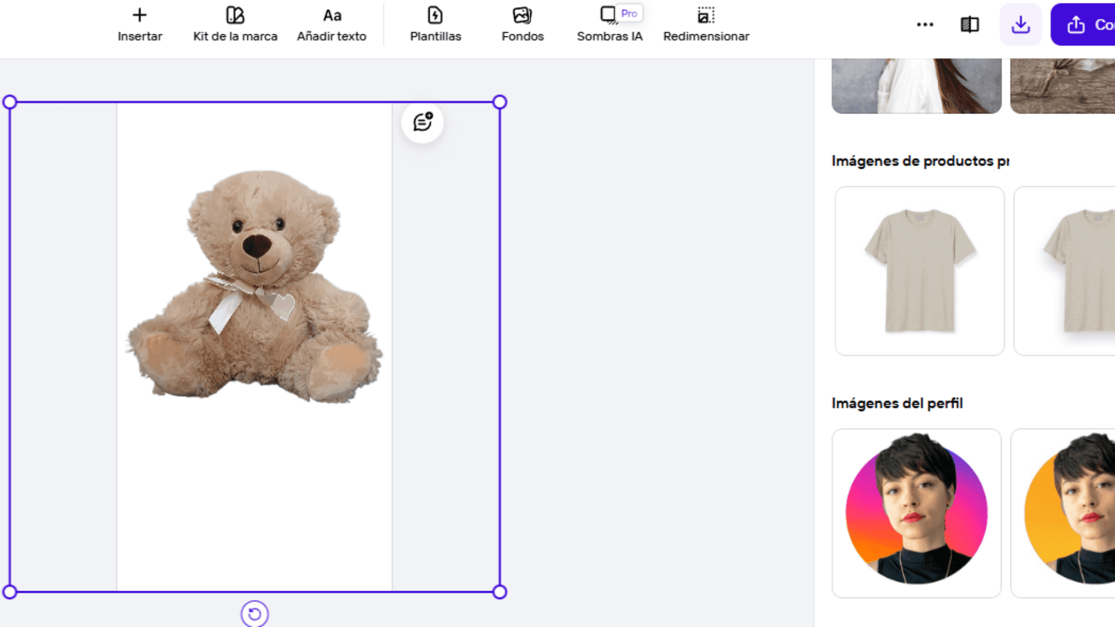 Removing an image background in Photoroom