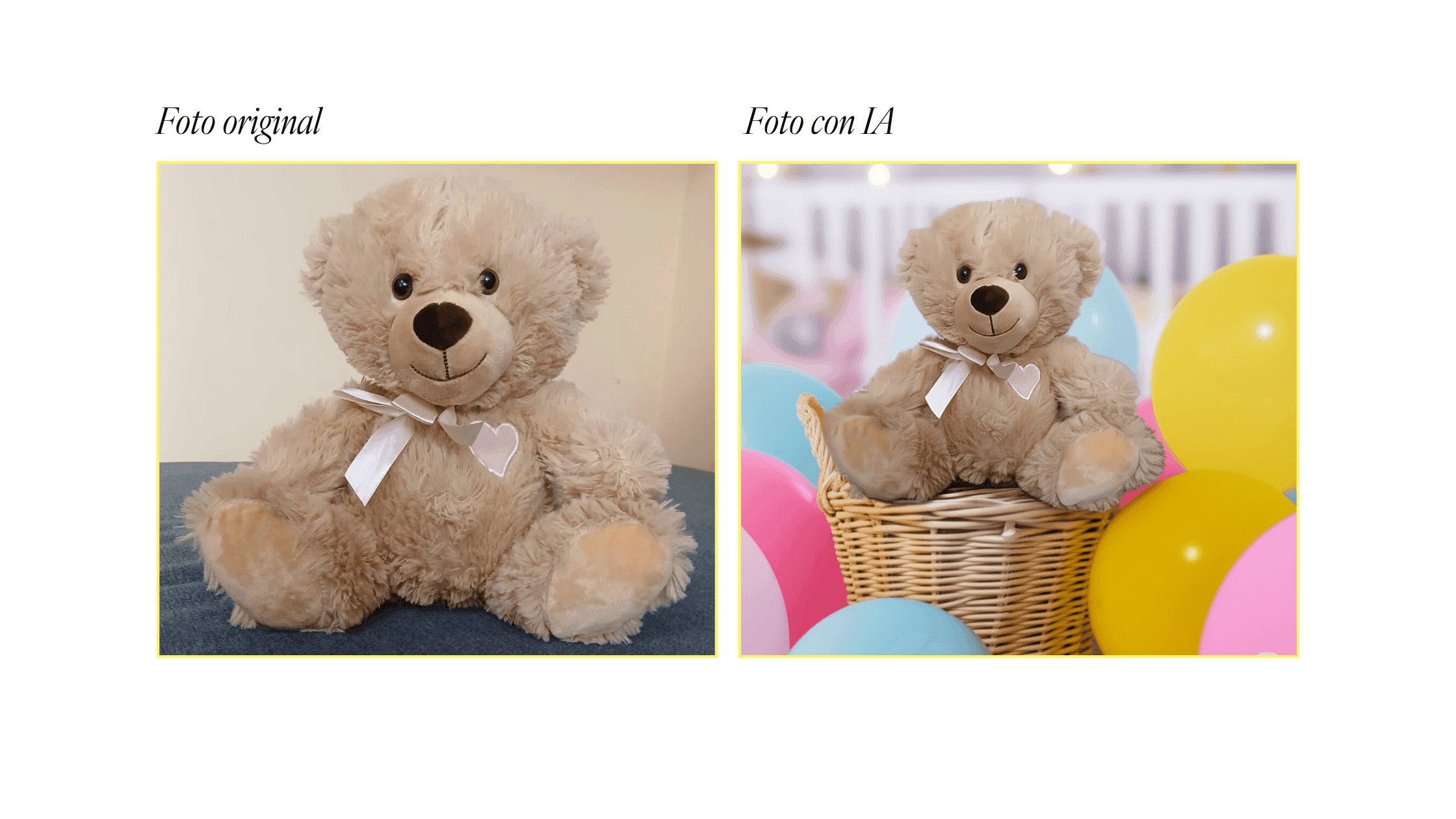 Before and after of a product photo using artificial intelligence