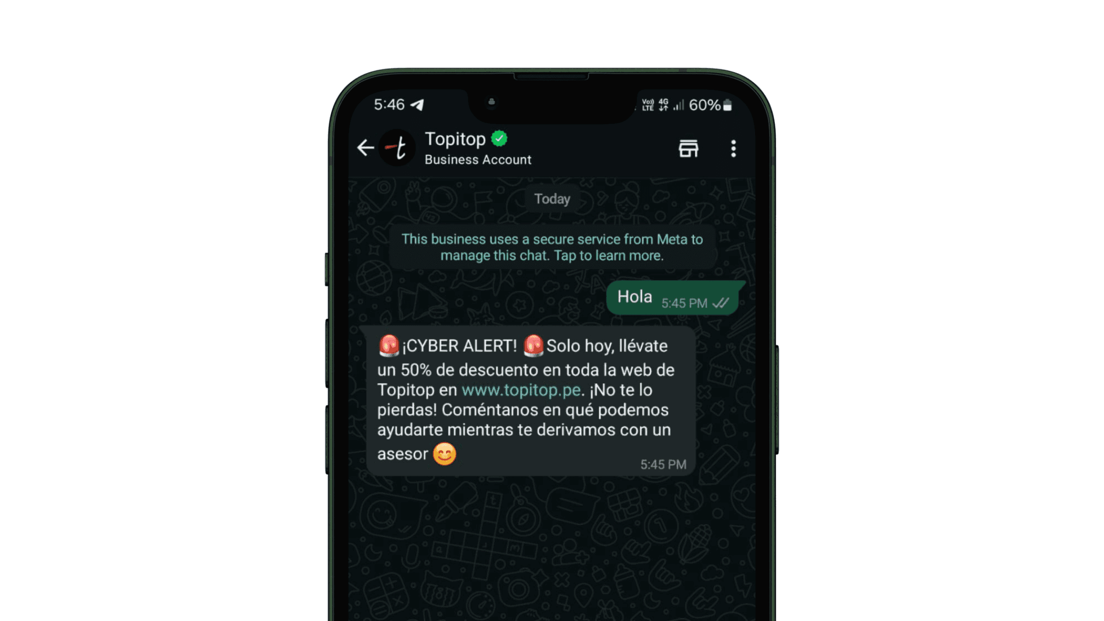 Welcome message for WhatsApp Business from a clothing store