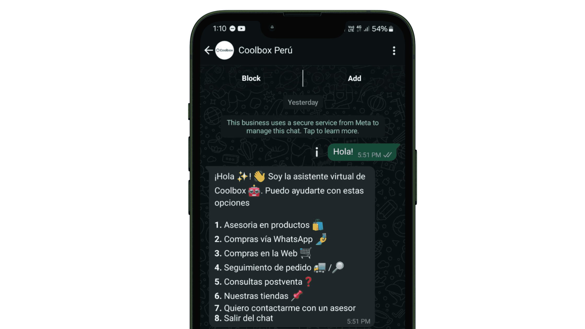 Creative example of a welcome message for WhatsApp